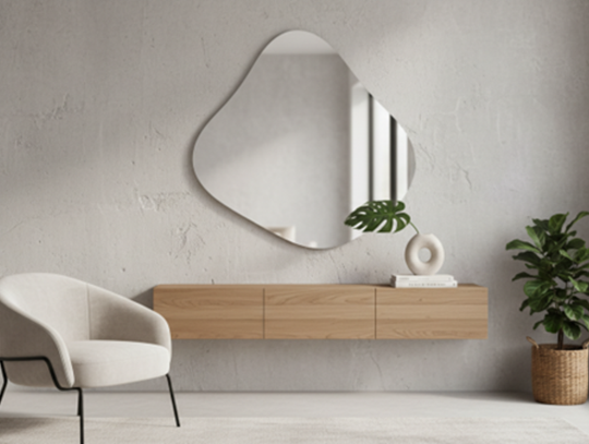 Daj Się Zaskoczyć: Nieregularne Lustro jako Główny Punkt Wnętrza