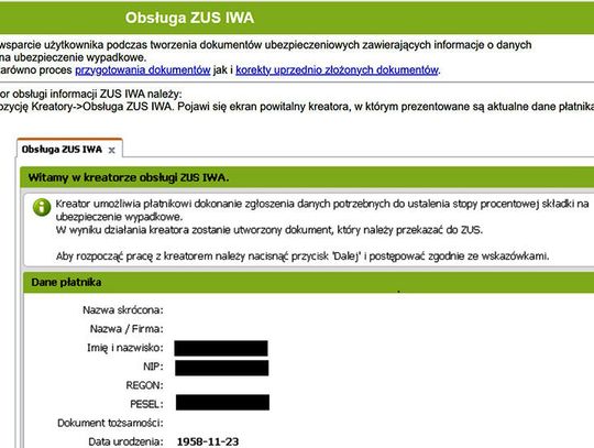 Formularz IWA do ZUS