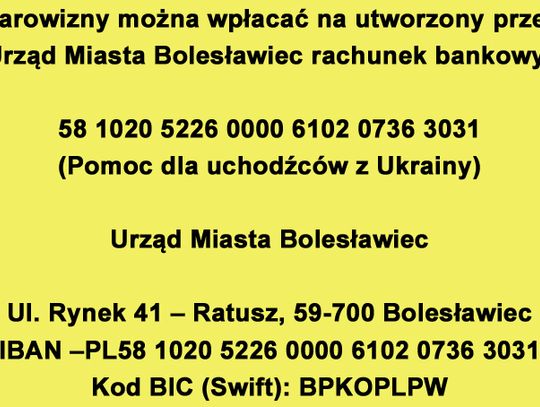 Miejskie konto wpłat dla Ukrainy