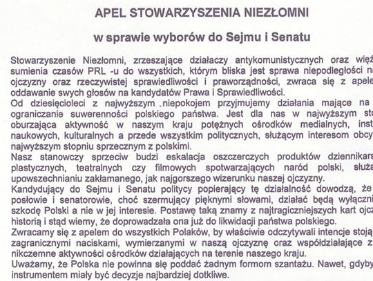 "Niezłomni" o wyborach