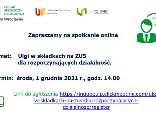 Webinarium ZUS dla rozpoczynających działalność gospodarczą