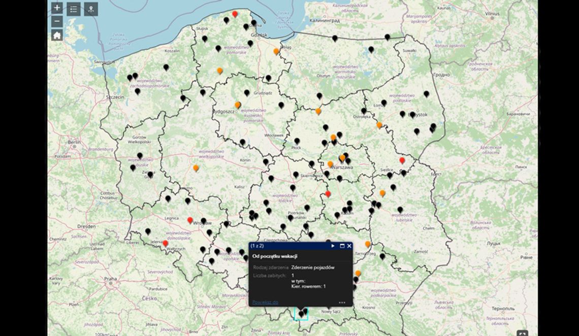 Mapa wypadków drogowych