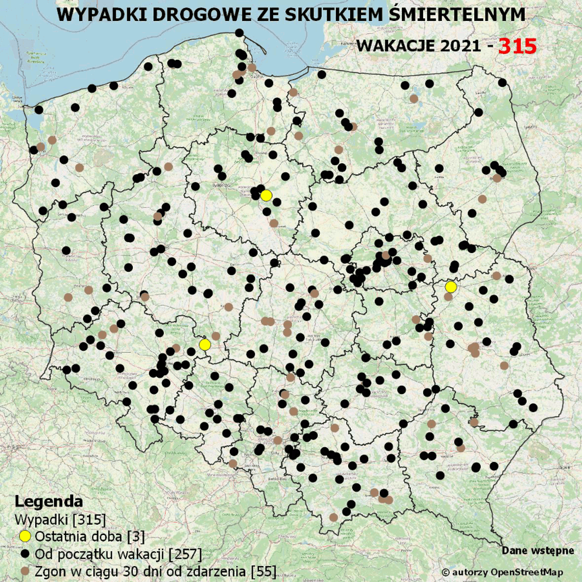 Mapa wypadków śmiertelnych