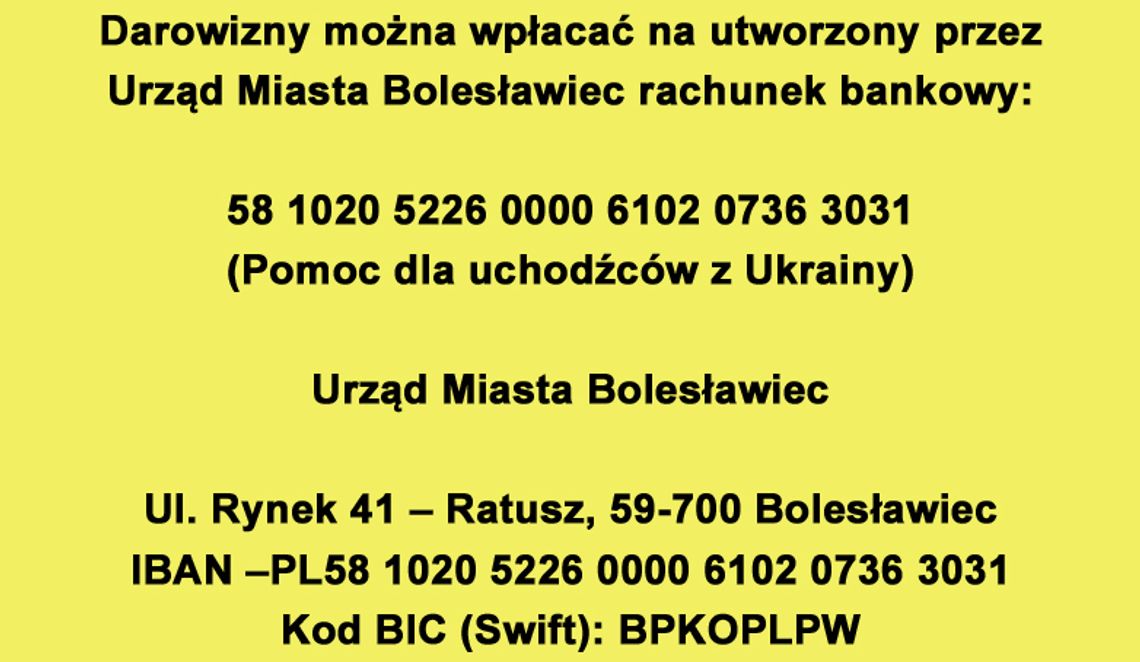 Miejskie konto wpłat dla Ukrainy