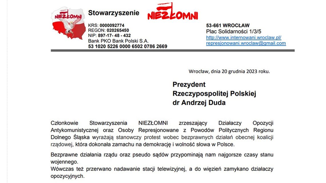 Oświadczenie "Niezłomnych"