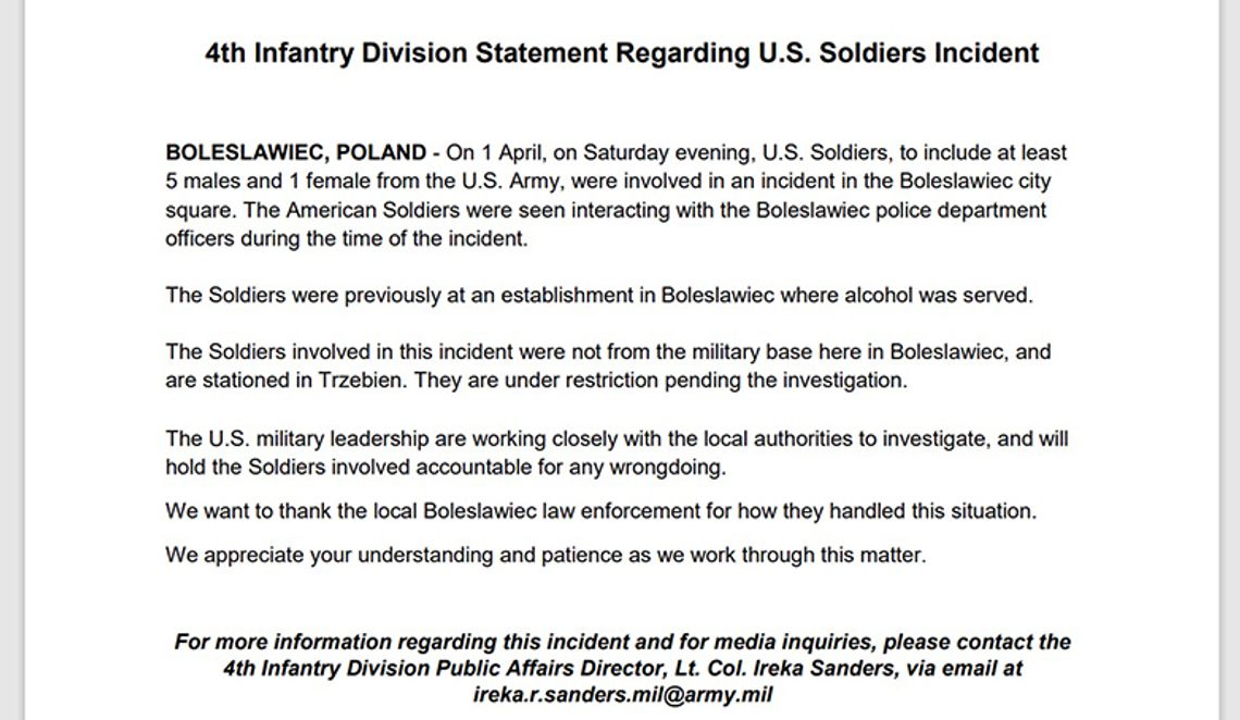 Oświadczenie US Army