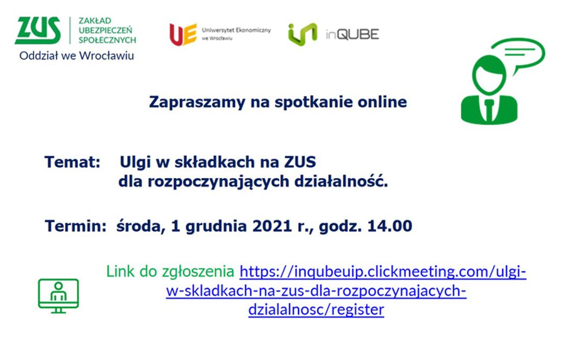 Webinarium ZUS dla rozpoczynających działalność gospodarczą