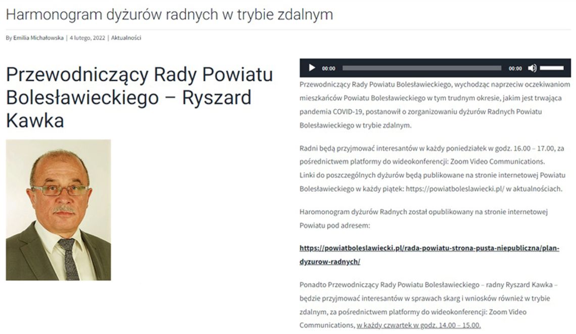 Zdalne dyżury powiatowych radnych